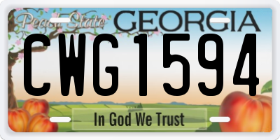 GA license plate CWG1594