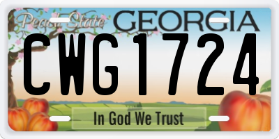GA license plate CWG1724