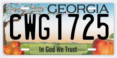 GA license plate CWG1725