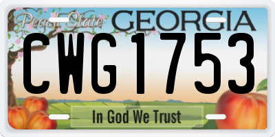 GA license plate CWG1753