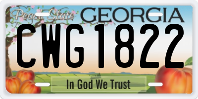 GA license plate CWG1822