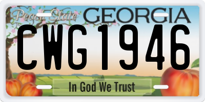 GA license plate CWG1946
