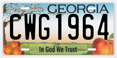GA license plate CWG1964
