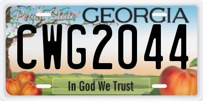 GA license plate CWG2044