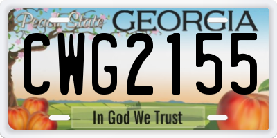 GA license plate CWG2155