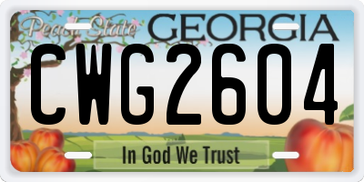GA license plate CWG2604