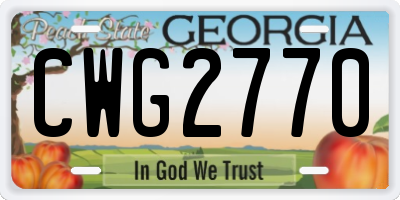 GA license plate CWG2770