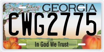 GA license plate CWG2775