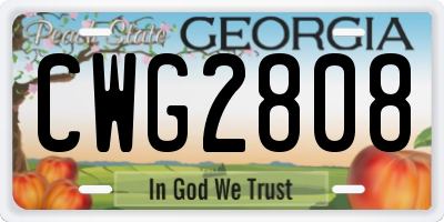 GA license plate CWG2808