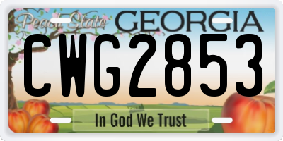 GA license plate CWG2853