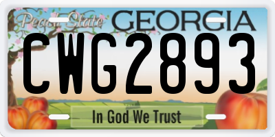 GA license plate CWG2893