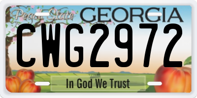 GA license plate CWG2972