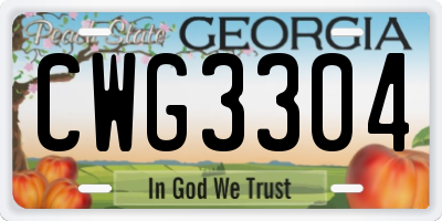 GA license plate CWG3304
