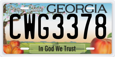 GA license plate CWG3378