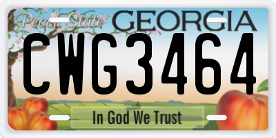 GA license plate CWG3464
