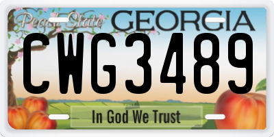 GA license plate CWG3489