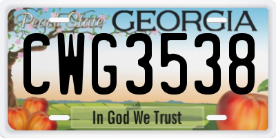 GA license plate CWG3538