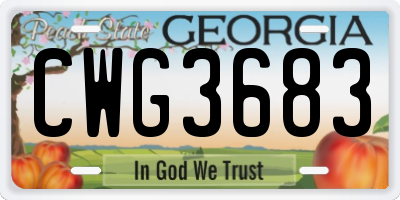GA license plate CWG3683