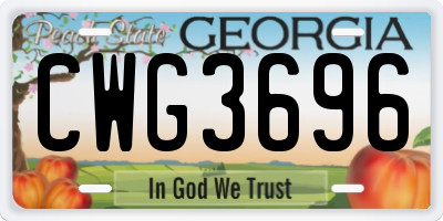 GA license plate CWG3696