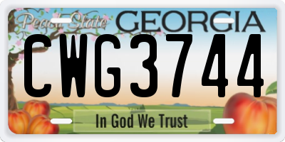 GA license plate CWG3744