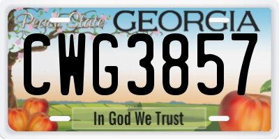 GA license plate CWG3857