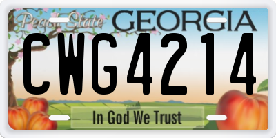 GA license plate CWG4214