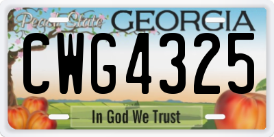 GA license plate CWG4325