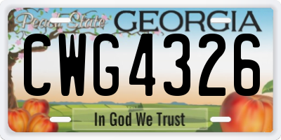 GA license plate CWG4326