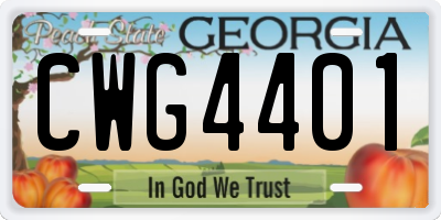 GA license plate CWG4401