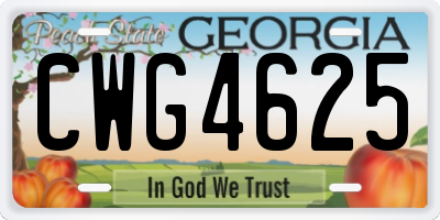 GA license plate CWG4625