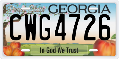 GA license plate CWG4726