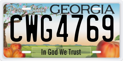 GA license plate CWG4769
