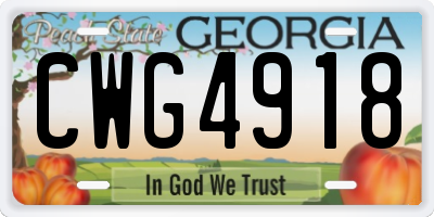 GA license plate CWG4918