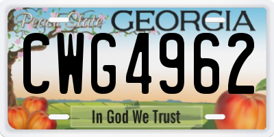 GA license plate CWG4962