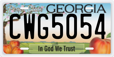 GA license plate CWG5054
