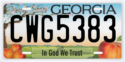 GA license plate CWG5383