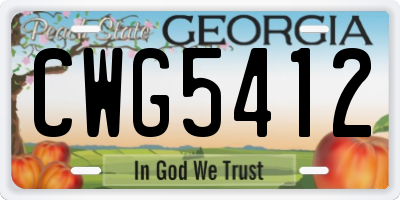 GA license plate CWG5412