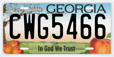 GA license plate CWG5466