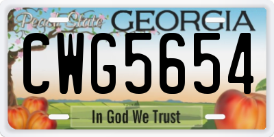 GA license plate CWG5654
