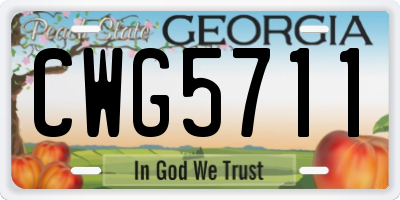 GA license plate CWG5711