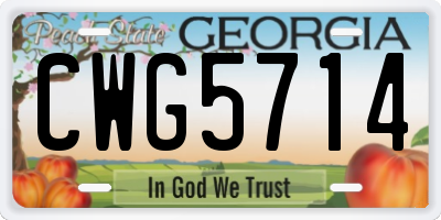 GA license plate CWG5714