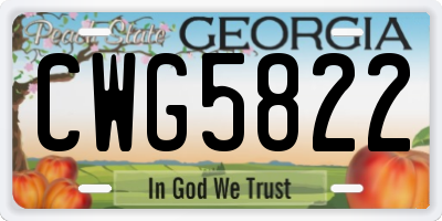 GA license plate CWG5822