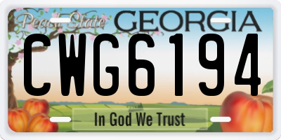GA license plate CWG6194