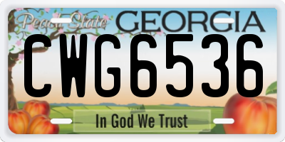 GA license plate CWG6536