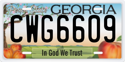 GA license plate CWG6609