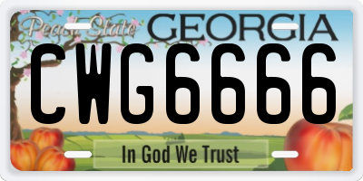 GA license plate CWG6666