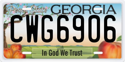 GA license plate CWG6906