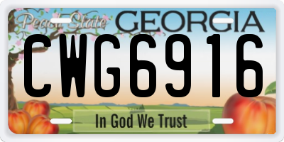 GA license plate CWG6916