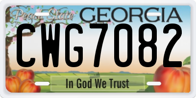 GA license plate CWG7082