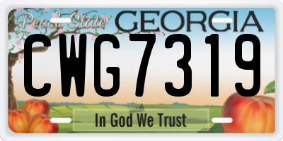 GA license plate CWG7319